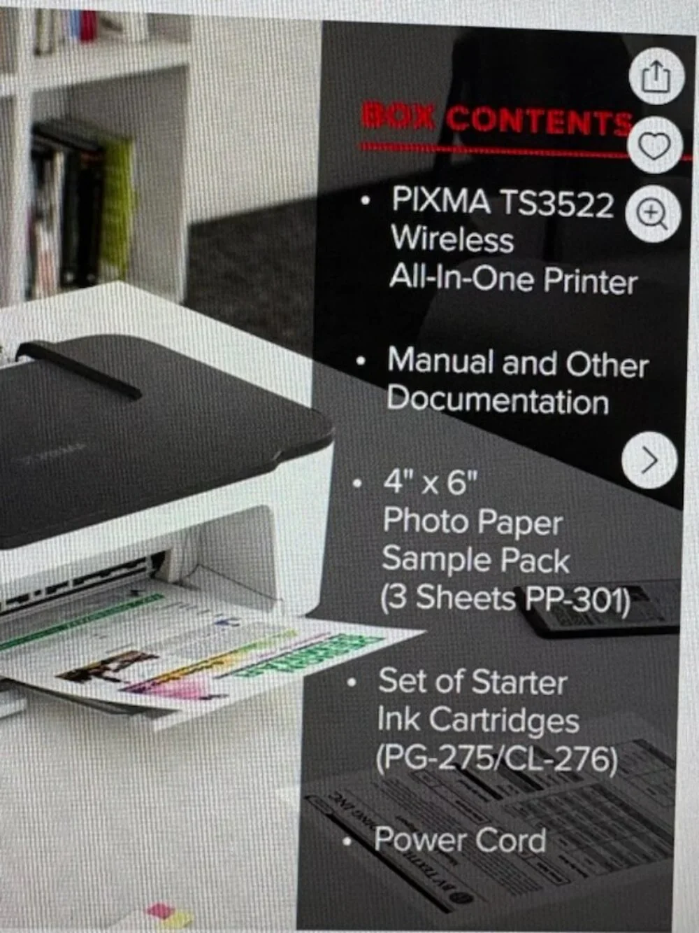 Canon PIXMA TS3522 All-in-One Wireless InkJet Printer with Print, Copy and Scan